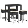vidaXL Ensemble de bar de jardin 5 pcs avec coussins noir poly rotin