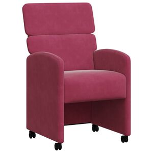 vidaXL Chaises de Salle &agrave; Manger avec Roues 2 pc Velours Bordeaux