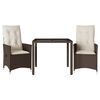 vidaXL Ensemble de bistro 3 pcs avec coussins marron r&eacute;sine tress&eacute;e