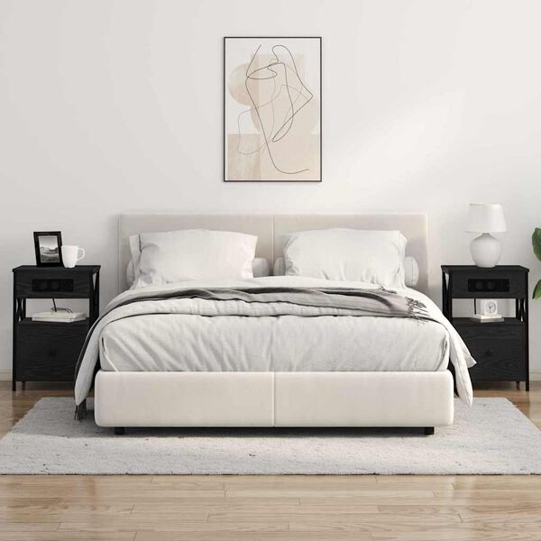 vidaXL Cabinet de chevet Ch&ecirc;ne noir 40 x 31 x 60 cm Bois d'ing&eacute;nierie