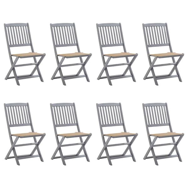 vidaXL Chaises pliables d'ext&eacute;rieur lot de 8 et coussins Bois d'acacia