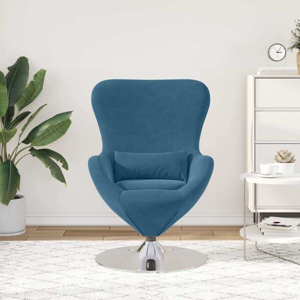 vidaXL Fauteuil &oelig;uf Bleu Velours