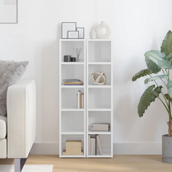 vidaXL Armoires &agrave; CD 2 pcs Blanc brillant 21x16x93,5 cm