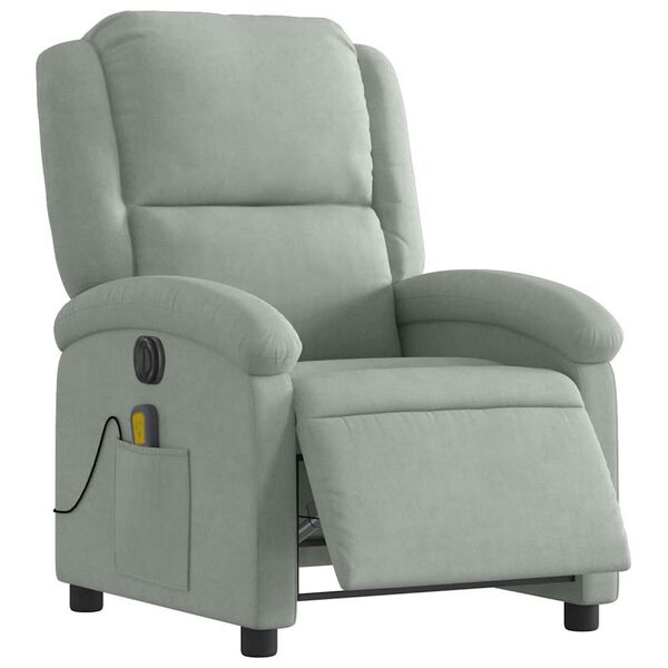 vidaXL Fauteuil inclinable &eacute;lectrique de massage gris clair velours