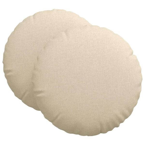 vidaXL Coussins de si&egrave;ge 2 pcs Cr&egrave;me &Oslash;60 x 21 cm tissu