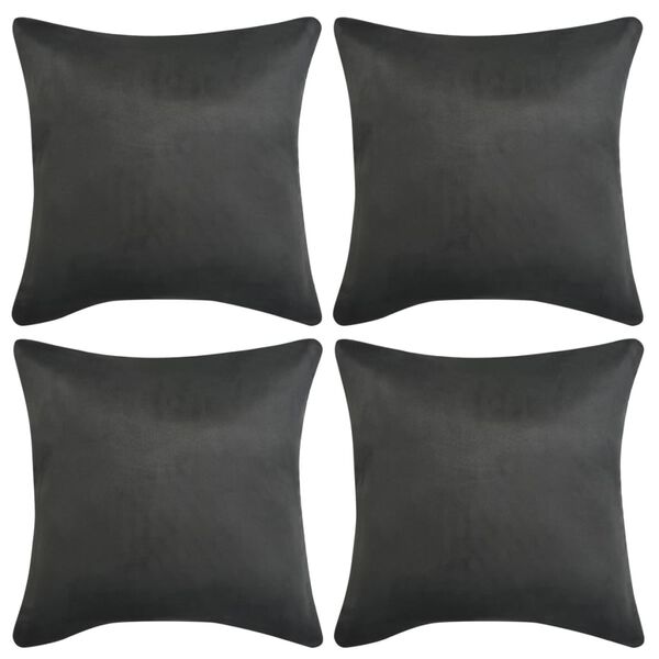 vidaXL Housse de coussin 4 pcs 40x40 cm Polyester Faux Daim Anthracite