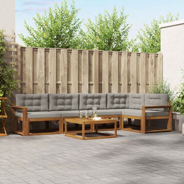 vidaXL Ensemble de canap&eacute;s d'ext&eacute;rieur 6 pcs Gris Naturel et Clair