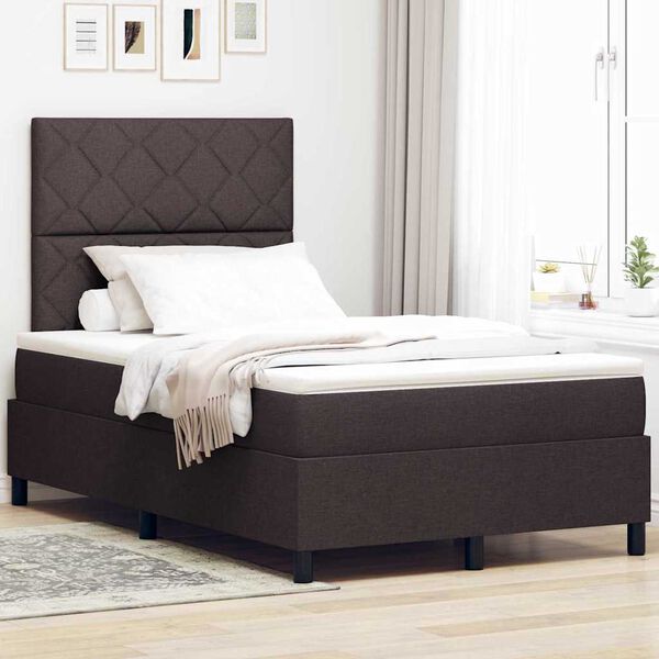 vidaXL Lit &agrave; ressorts avec matelas Marron fonc&eacute; 120 x 190 cm tissu