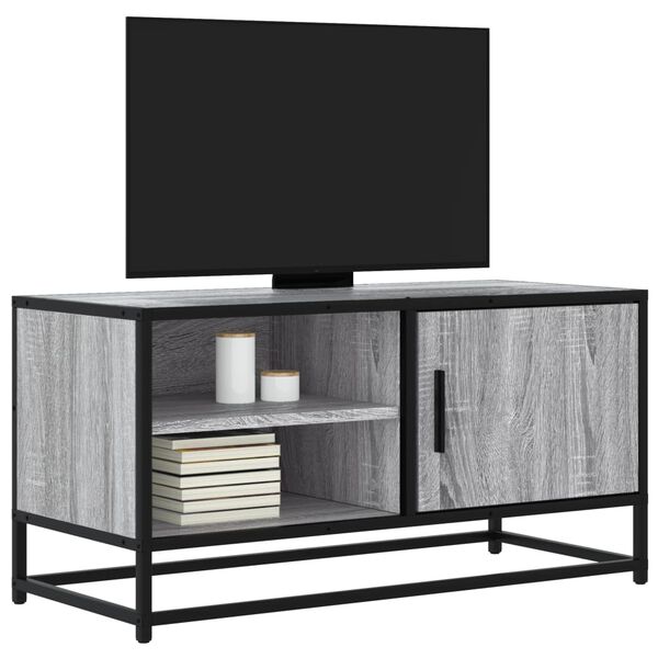 vidaXL Meuble TV sonoma gris 80x34,5x40 cm bois d'ing&eacute;nierie et m&eacute;tal