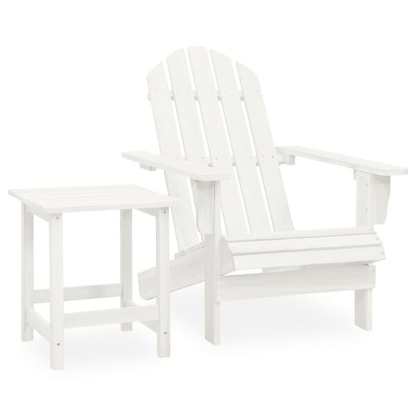 vidaXL Chaise de jardin Adirondack avec table Bois de sapin Blanc