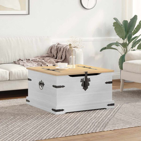 vidaXL storage box avec &eacute;tag&egrave;re Blanc 78 x 78 x 45 cm Pin massif