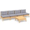 vidaXL Salon de jardin 5 pcs avec coussins gris bois de pin