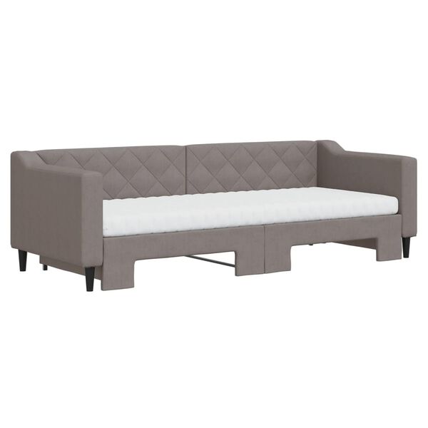 vidaXL Lit de jour avec gigogne et matelas taupe 80x200 cm tissu