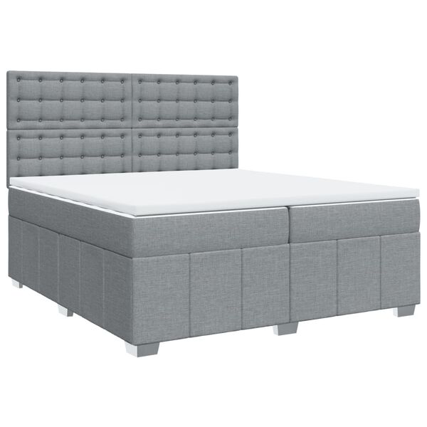 vidaXL Sommier &agrave; lattes de lit avec matelas Gris clair 200x200cm Tissu