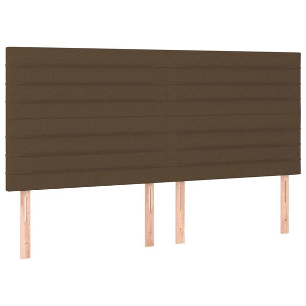 vidaXL T&ecirc;te de lit &agrave; LED Marron fonc&eacute; 200x5x118/128 cm Tissu