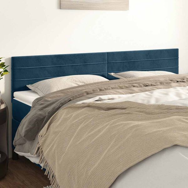 vidaXL T&ecirc;tes de lit Bleu fonc&eacute; 160 x 5 x 78/88 cm Velours