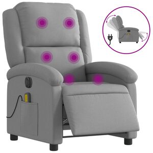 vidaXL Fauteuil de massage inclinable &eacute;lectrique gris clair tissu