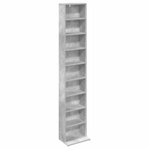 vidaXL Meuble CD Gris b&eacute;ton 33 x 23,5 x 175 cm Bois d'ing&eacute;nierie