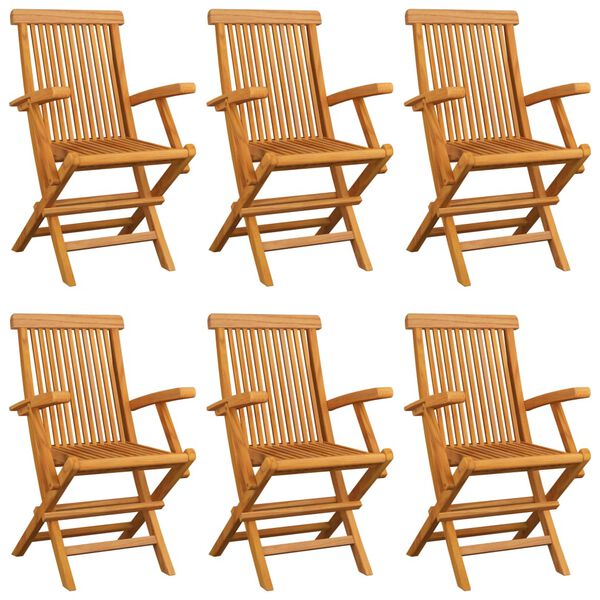 vidaXL Chaises de jardin avec coussins anthracite lot de 6 Bois teck