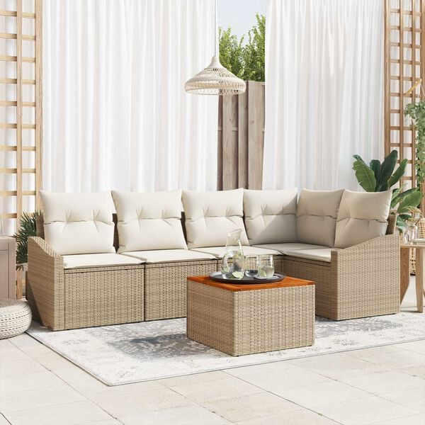 vidaXL Ensemble de canap&eacute; de jardin 6 pcs Beige et blanc