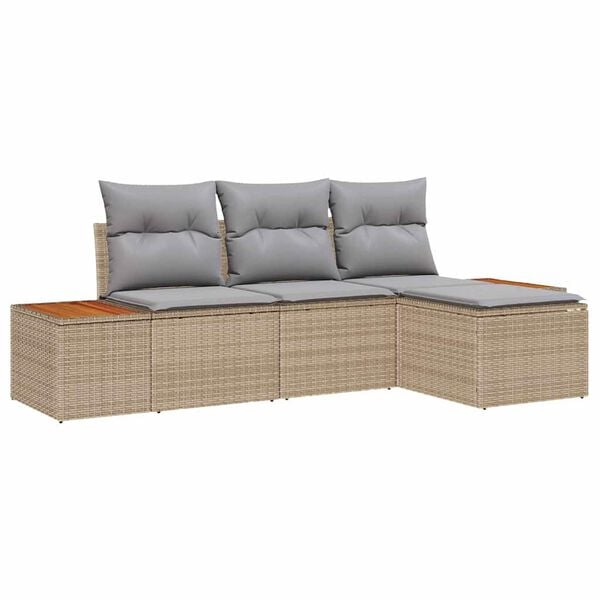 vidaXL Ensemble de canapé de jardin 4 pcs Beige et Gris clair