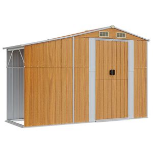 vidaXL Abri de jardin marron 277x93x179 cm acier galvanis&eacute;