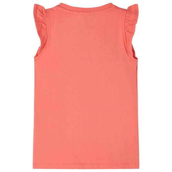 T-shirt enfants et manches &agrave; volants corail 128