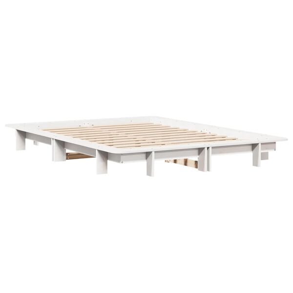vidaXL Cadre de lit sans matelas blanc 140x190 cm bois de pin massif