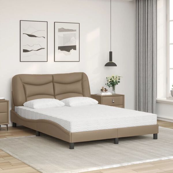 vidaXL Lit avec matelas Hvar cappuccino 140x200 cm similicuir
