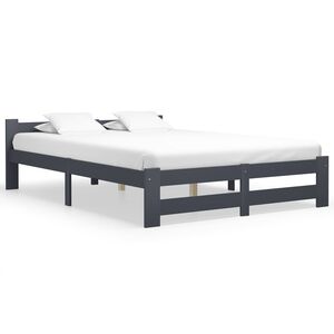 vidaXL Cadre de lit sans matelas gris fonc&eacute; pin massif 120x200 cm