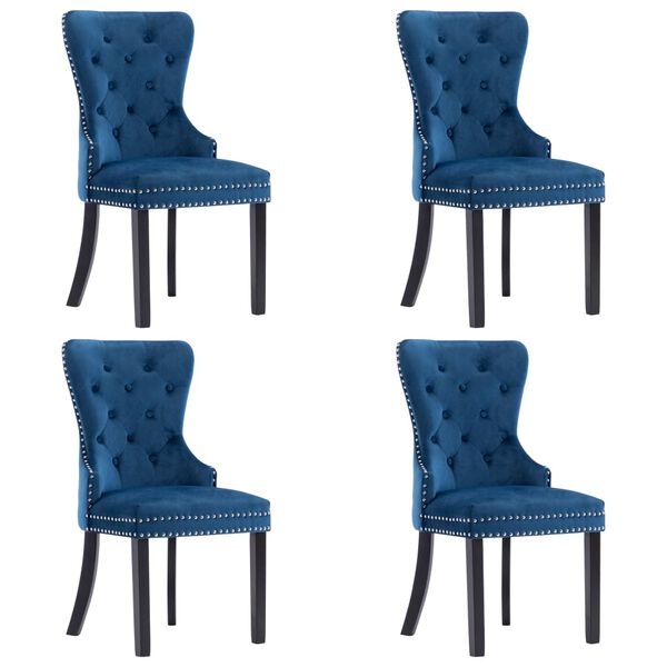vidaXL Chaises à manger lot de 4 bleu velours