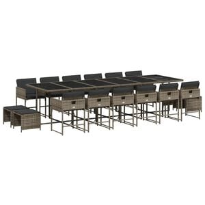 vidaXL Ensemble &agrave; manger de jardin 17 pcs et coussins r&eacute;sine tress&eacute;e