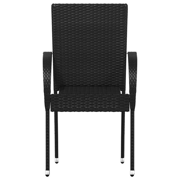vidaXL Chaises empilables d'extérieur lot de 2 Résine tressée Noir