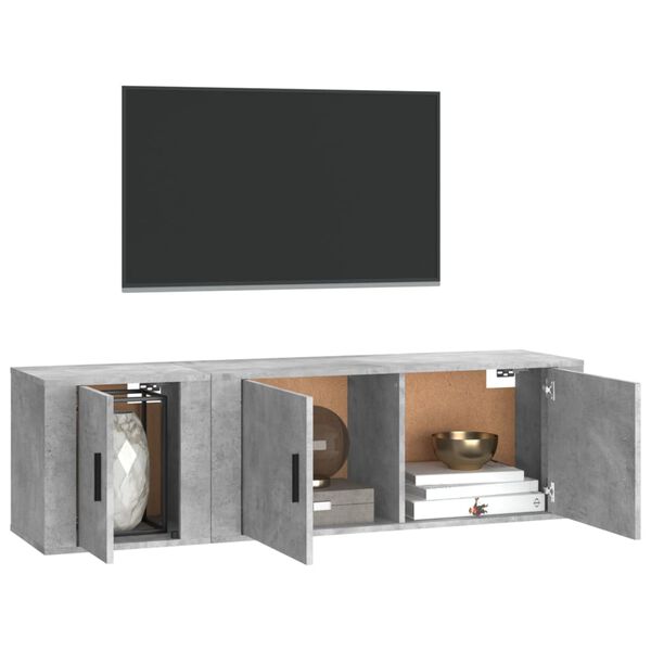 vidaXL Ensemble de meubles TV 2 pcs gris b&eacute;ton bois d'ing&eacute;nierie