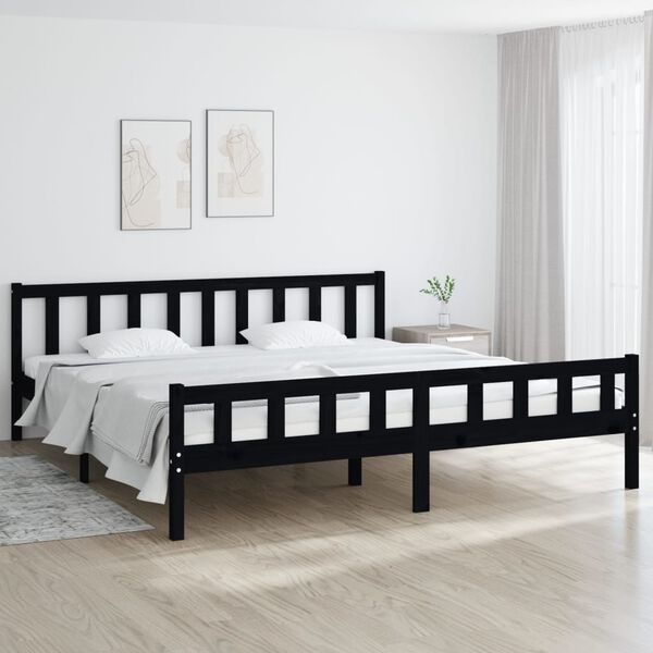 vidaXL Cadre de lit sans matelas noir bois massif 160x200 cm