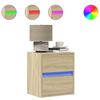 vidaXL Tables de chevet murales avec lumi&egrave;res LED 2 pcs ch&ecirc;ne sonoma