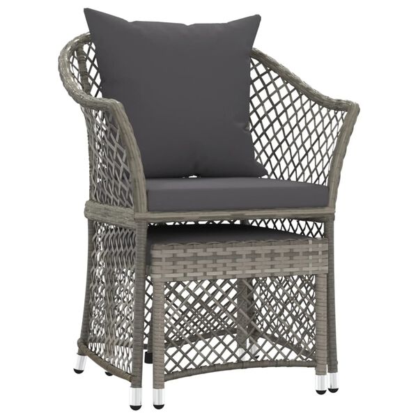 vidaXL Salon de jardin 2 pcs avec coussins Gris R&eacute;sine tress&eacute;e