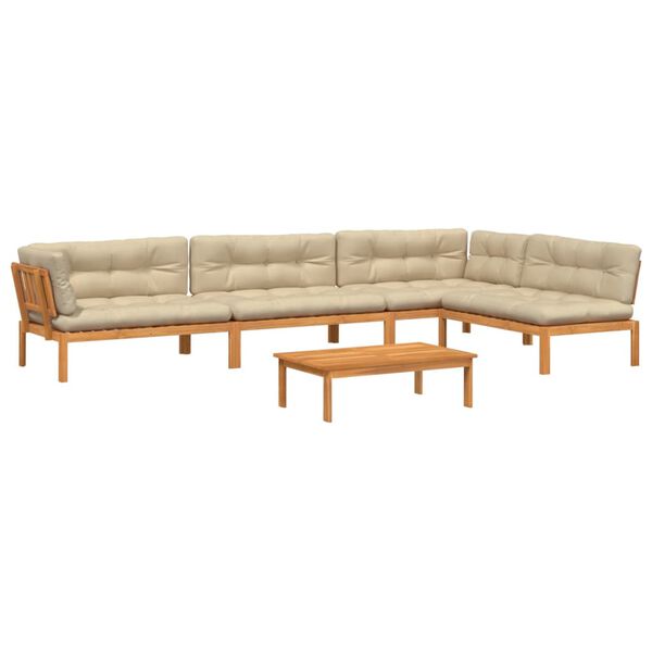 vidaXL Salon palette de jardin avec coussins 5pcs bois d'acacia massif
