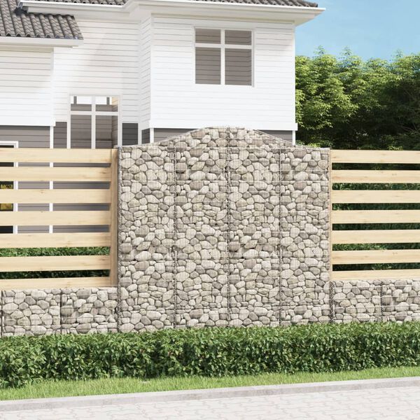 vidaXL Paniers &agrave; gabions arqu&eacute;s 9 pcs 200x30x200/220 cm fer galvanis&eacute;