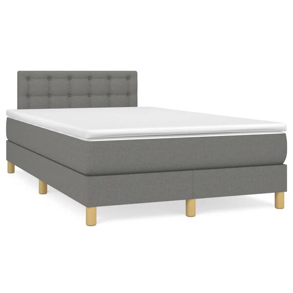 vidaXL Sommier &agrave; lattes de lit avec matelas gris fonc&eacute; 120x190cm tissu