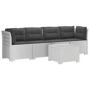 vidaXL Canap&eacute; de jardin 4 places avec coussins look rotin PP Blanc
