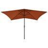 vidaXL Parasol de jardin avec LED et m&acirc;t en acier terre cuite 2x3 m