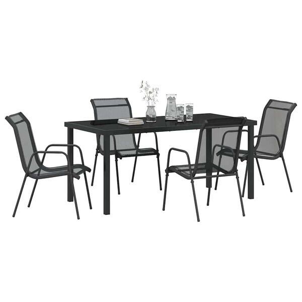 vidaXL Ensemble de salle &agrave; manger pour jardin 5 pcs Noir