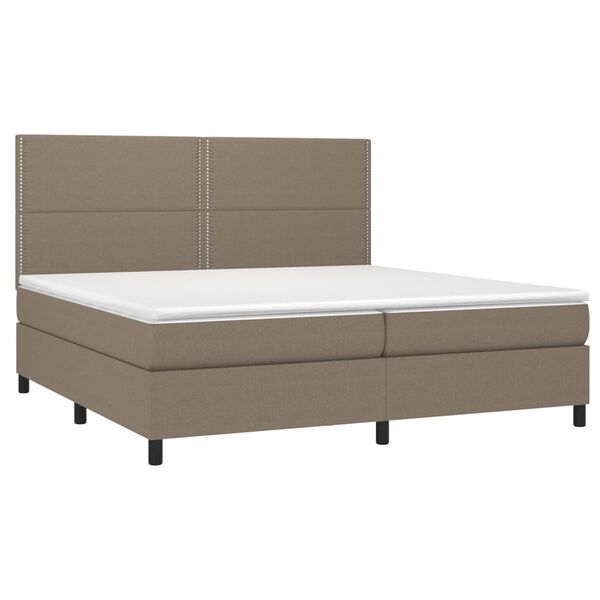 vidaXL Sommier &agrave; lattes de lit et matelas et LED Taupe 200x200cm Tissu