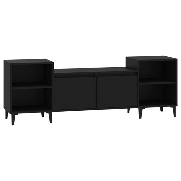 vidaXL Meuble TV Noir 160x35x55 cm Bois d'ing&eacute;nierie