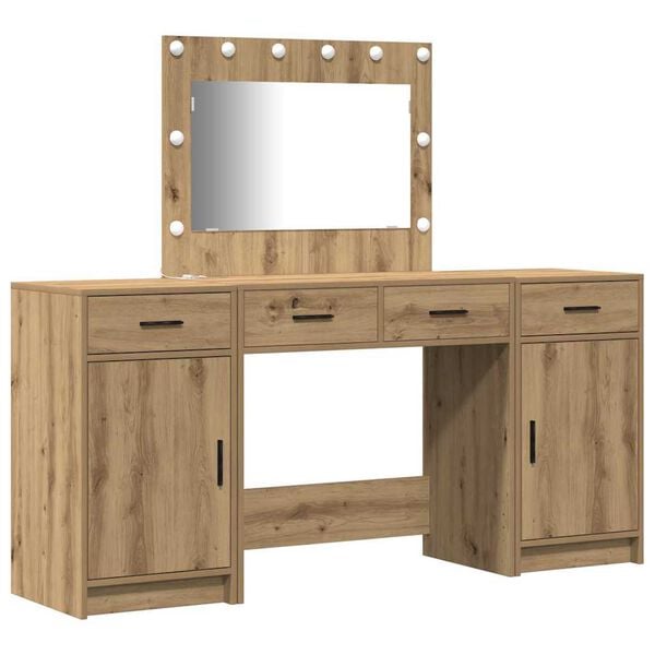 vidaXL Table de Toilette avec tiroir 3 pcs Marron Bois d'ing&eacute;nierie