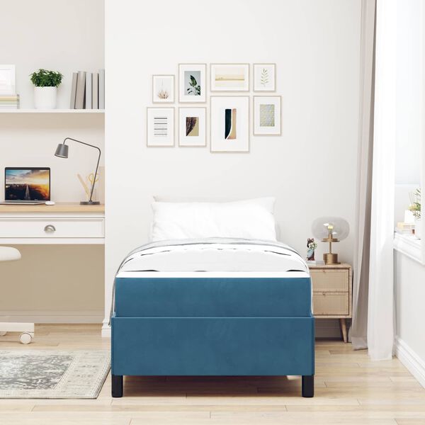 vidaXL Cadre de lit avec matelas Bleu fonc&eacute; 80 x 200 cm tissu