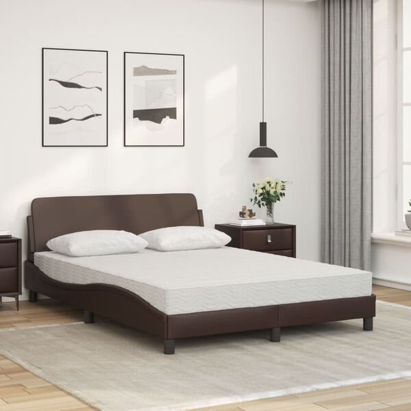 vidaXL Lit avec matelas Dover marron 140x190 cm similicuir