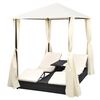 vidaXL Chaise longue double avec rideaux R&eacute;sine tress&eacute;e Noir