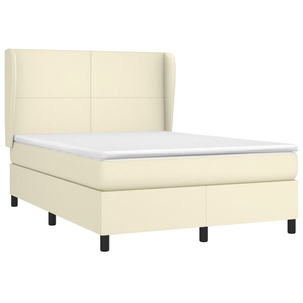 vidaXL Sommier &agrave; lattes de lit avec matelas Cr&egrave;me 140x200cm Similicuir